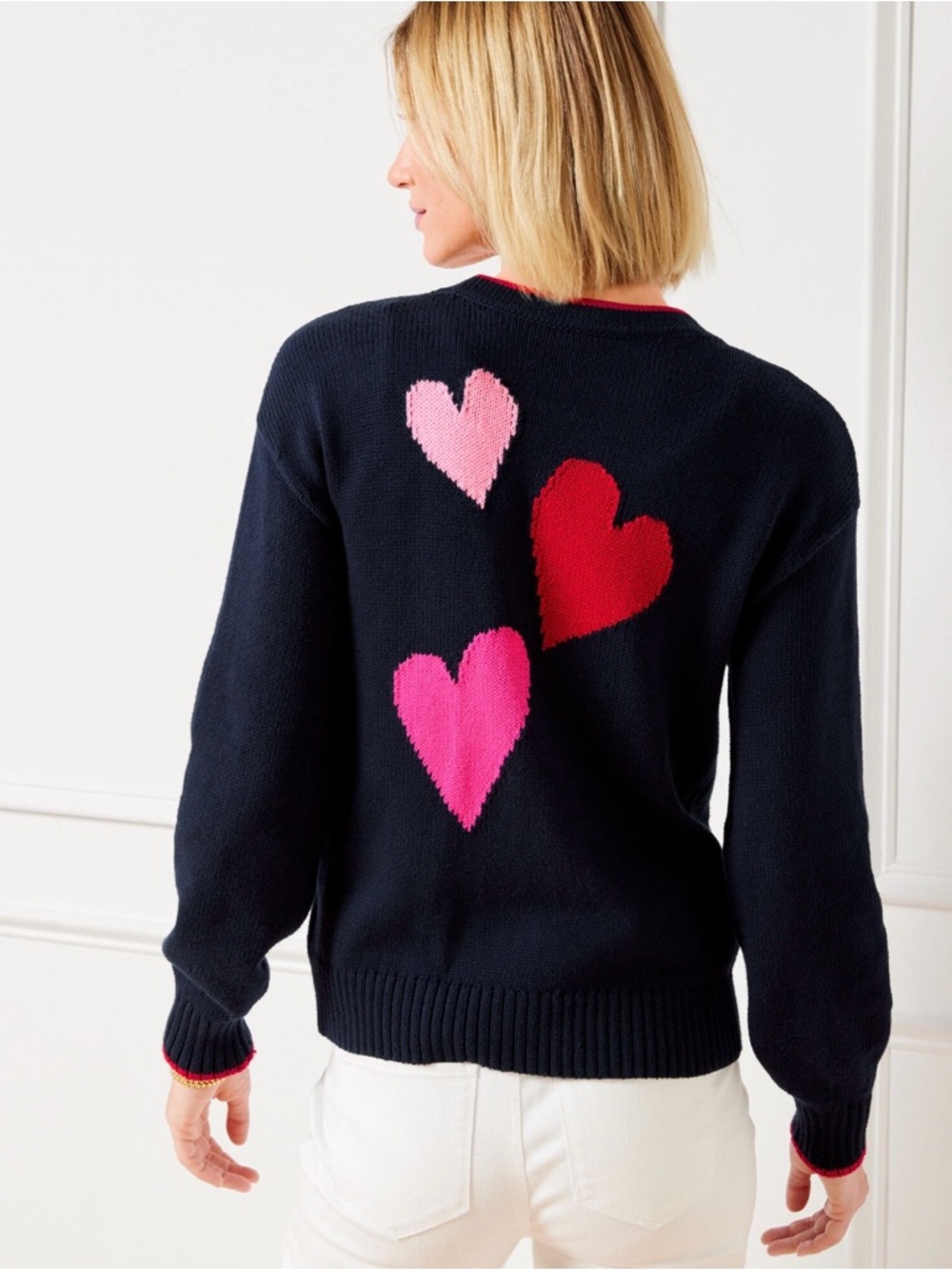 Talbots Tipped Heart Cardigan